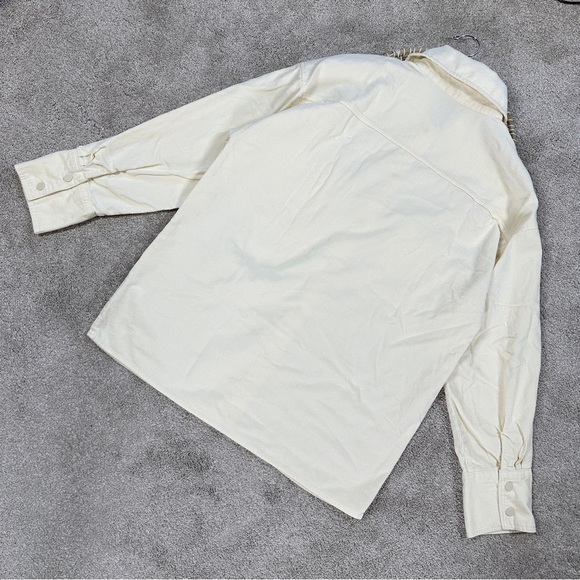 WeWoreWhat Corduroy Snap Button Down Shirt Shacket Oversized in Ivory M/L - Picture 8 of 16